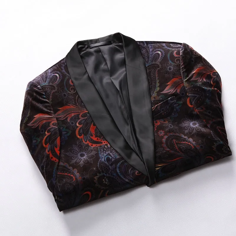 Paisley Mix Art Fancy Men Velvet Blazer