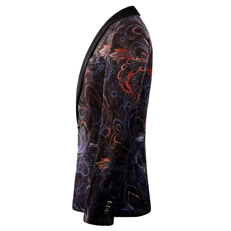 Paisley Mix Art Fancy Men Velvet Blazer