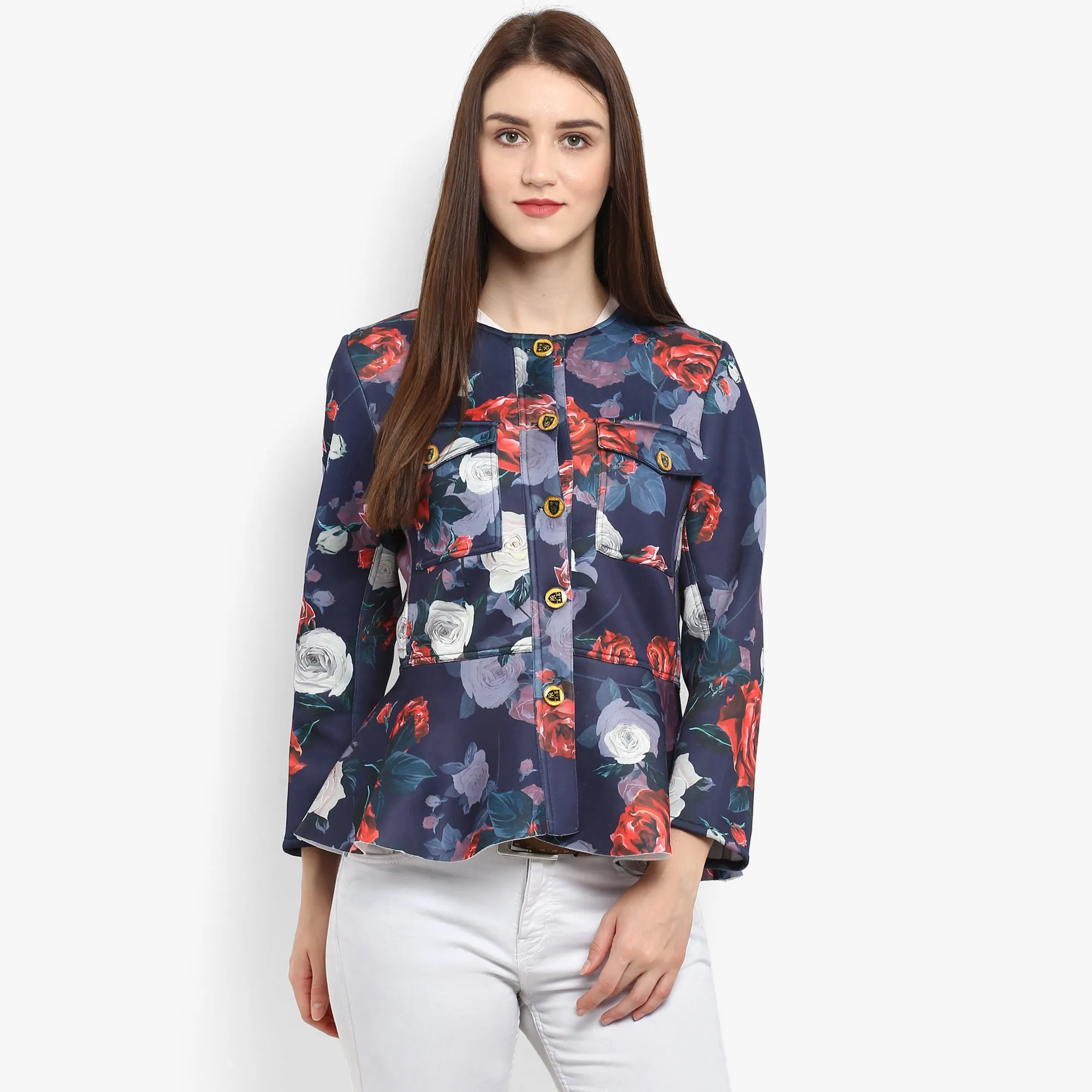 Printed Peplum Blazer