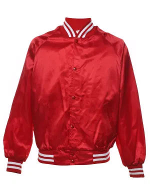 Red & White Contrast Bomber Jacket - M