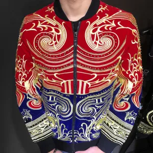 Red Embroidery Decoration Costume Jacket