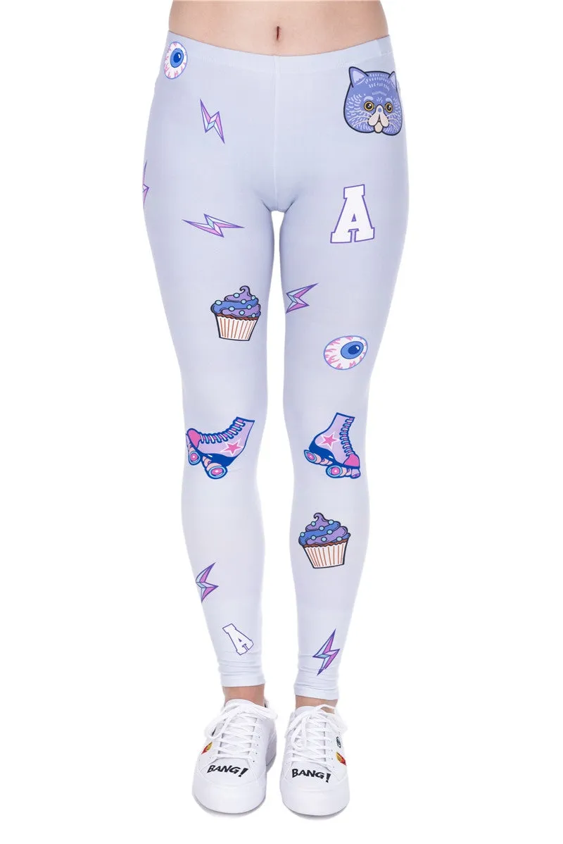 Regular Leggings (8-12 UK Size) - PINK AND PURPLE PATCHES