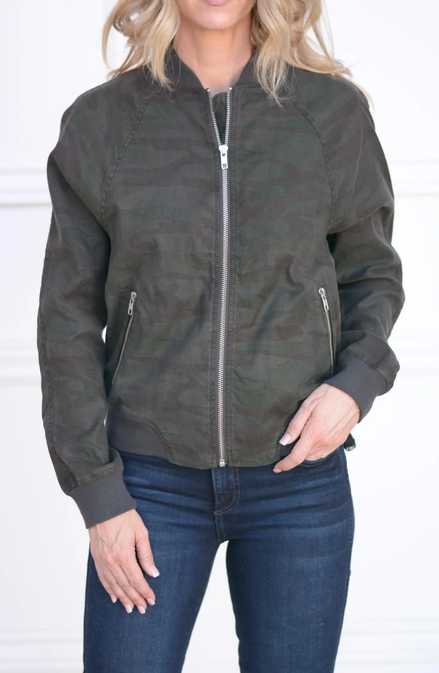 Remy Linen Camo Bomber