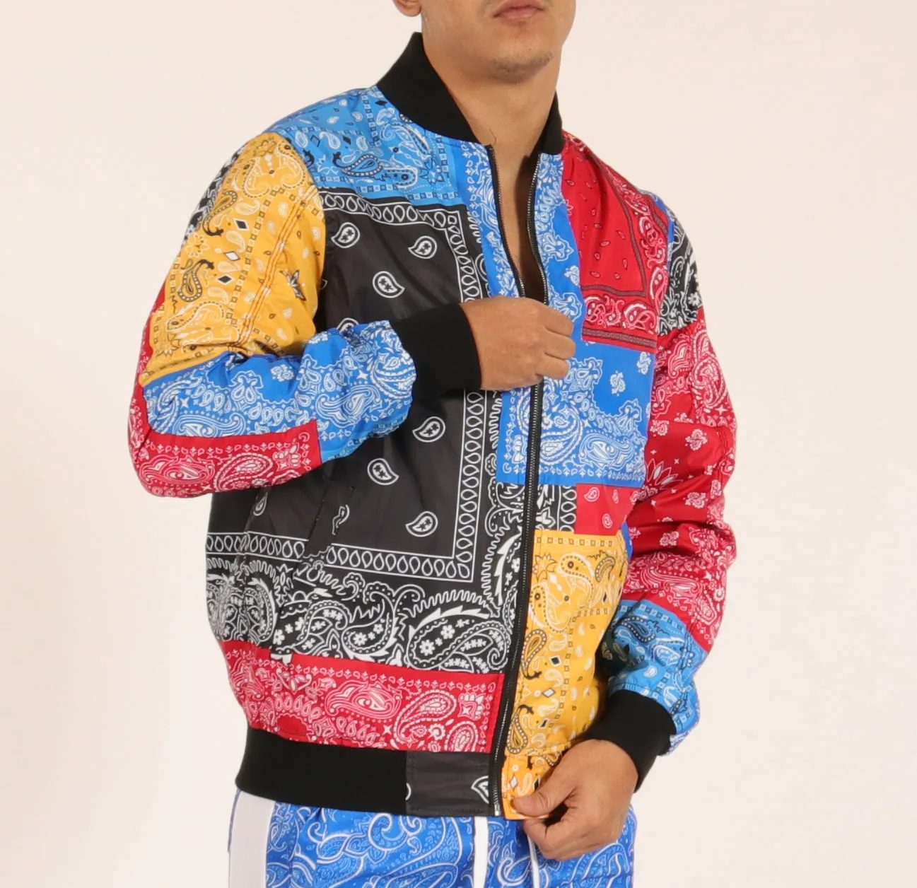 S51055-BANDANA PAISELY BOMBER JACKET (MULTI)