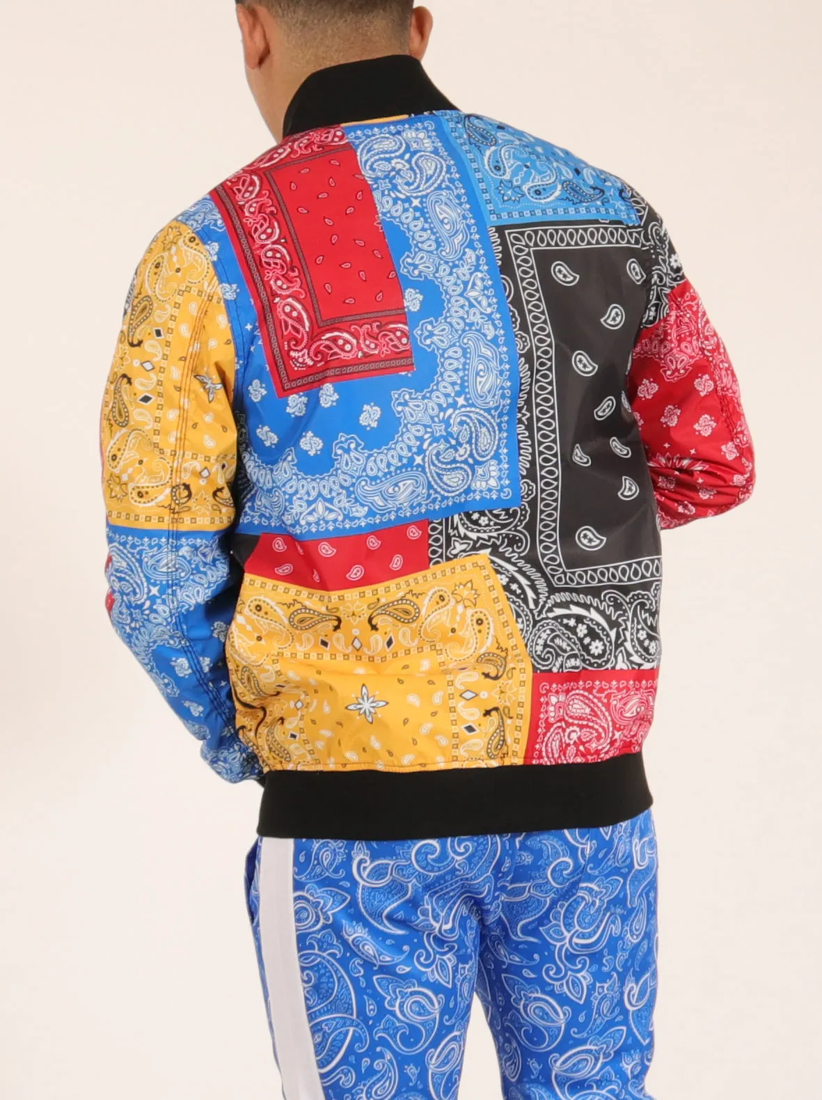 S51055-BANDANA PAISELY BOMBER JACKET (MULTI)