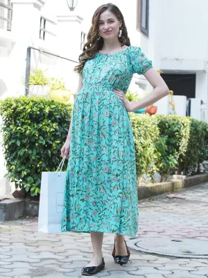 Sea Green Maternity and Nursing Maxi  Dress