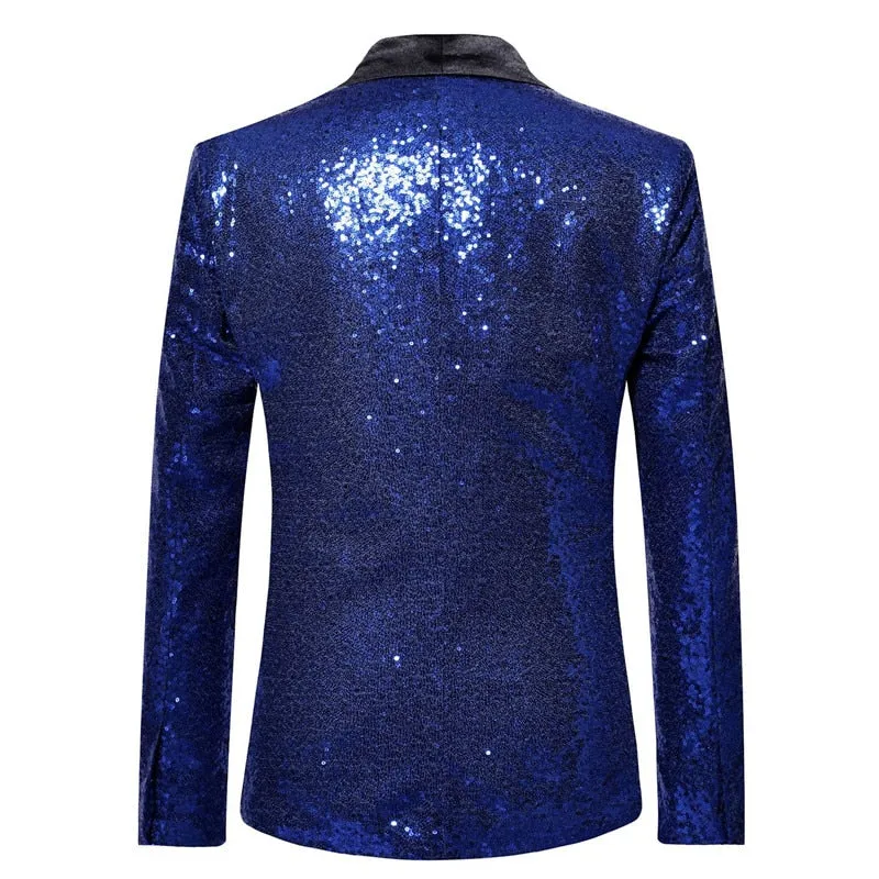 Shiny Gold Sequins Decorated Glitter Blazer