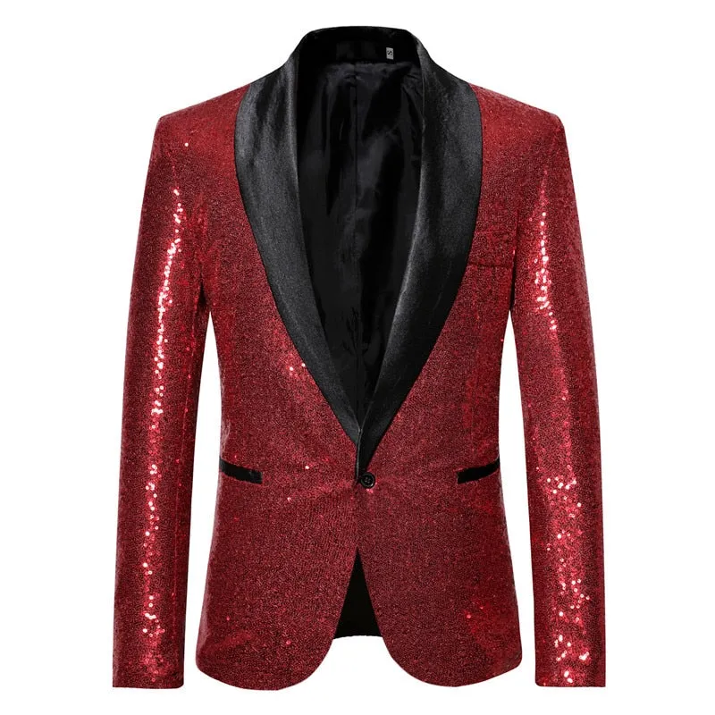 Shiny Gold Sequins Decorated Glitter Blazer