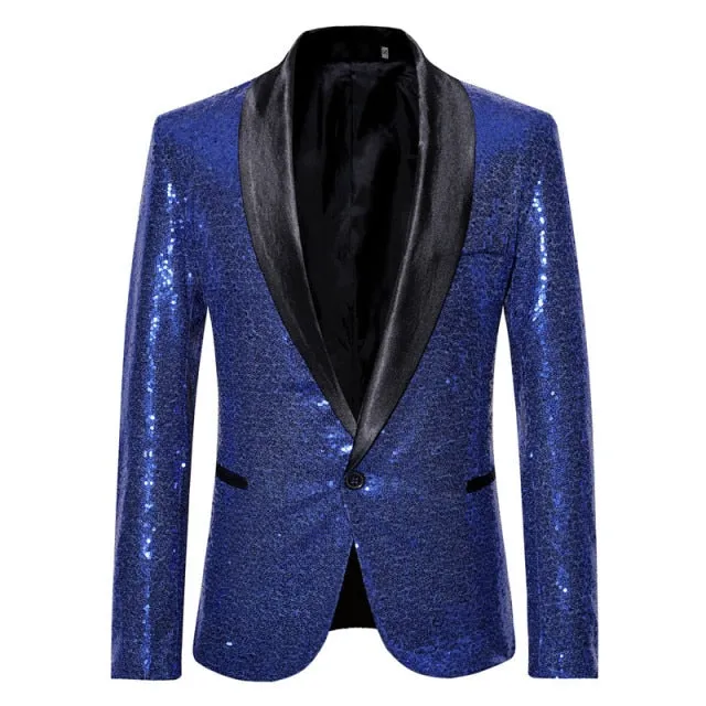 Shiny Gold Sequins Decorated Glitter Blazer