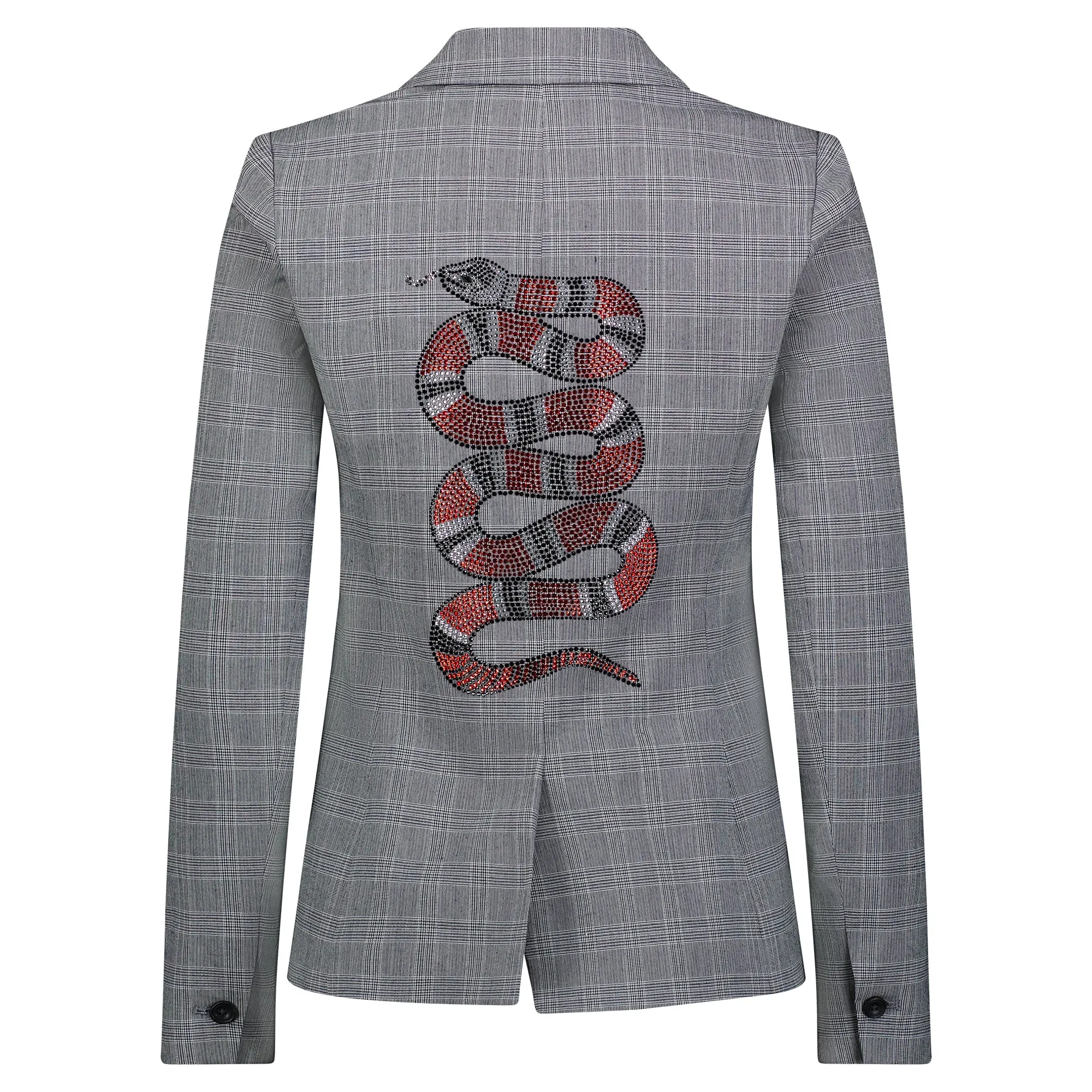 Snake Blazer - Black Plaid