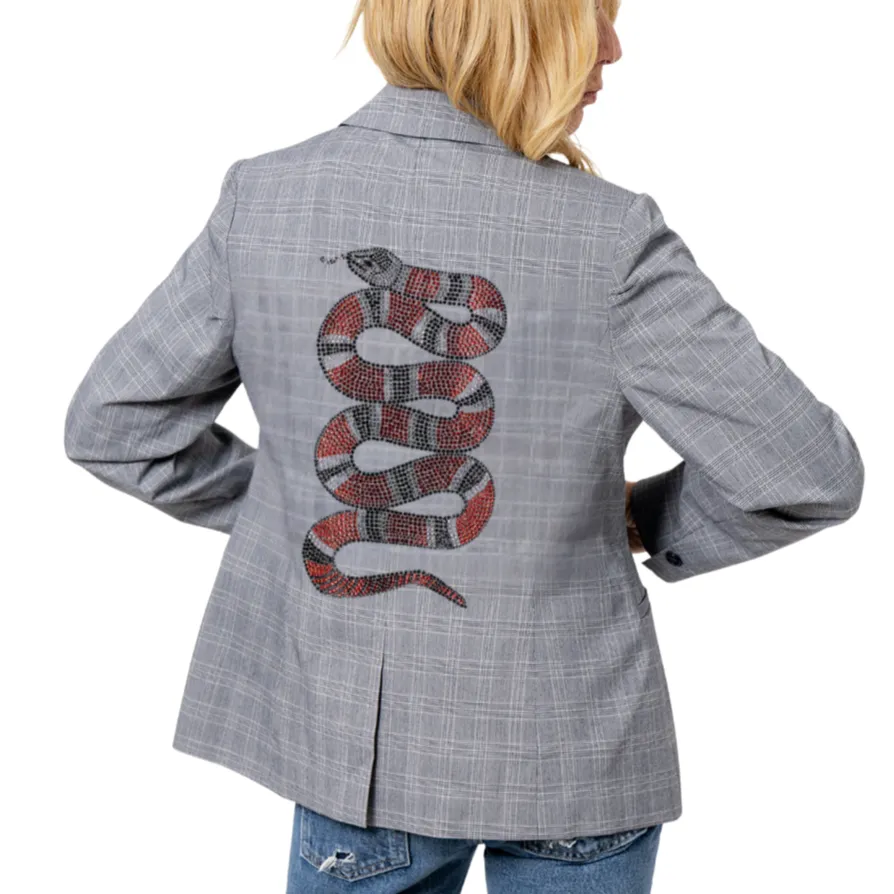 Snake Blazer - Black Plaid