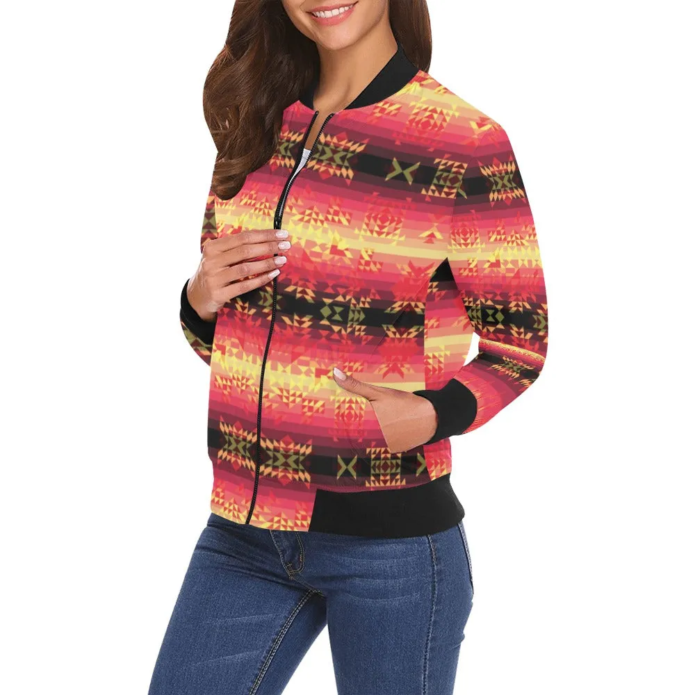 Soleil Fusion Rouge Bomber Jacket for Women