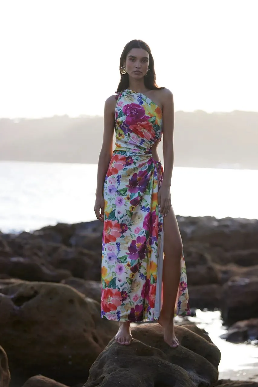 Sonya Nour Midi Dress - Floral Watercolour Print