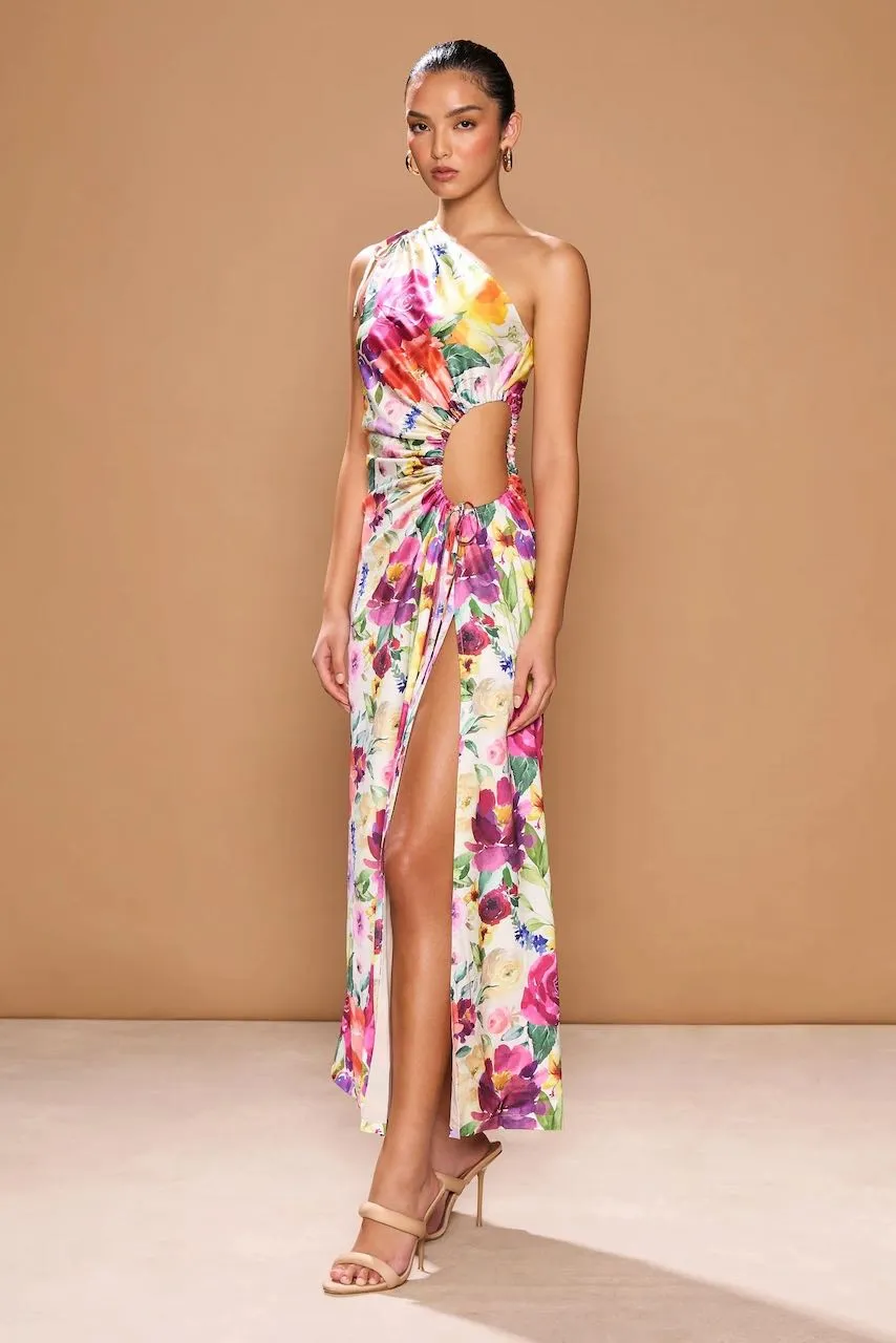 Sonya Nour Midi Dress - Floral Watercolour Print