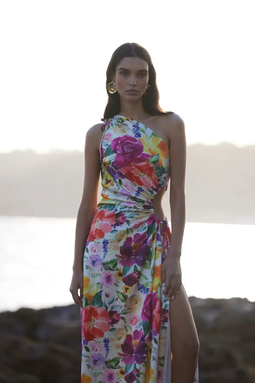 Sonya Nour Midi Dress - Floral Watercolour Print