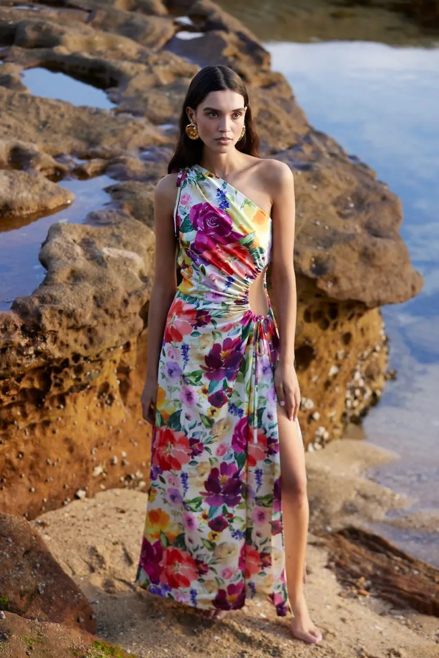 Sonya Nour Midi Dress - Floral Watercolour Print