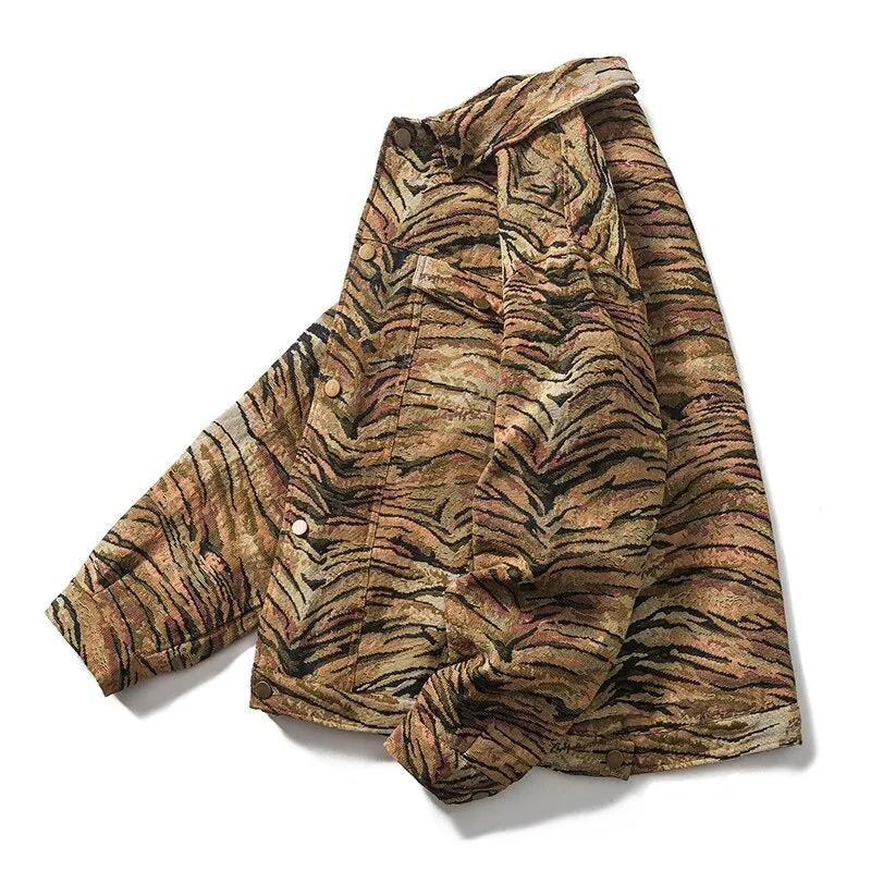 Tiger Skin Pattern Single-Breasted Jacket