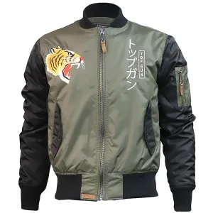 Top Gun Tiger Bomber Jacket Olive Black