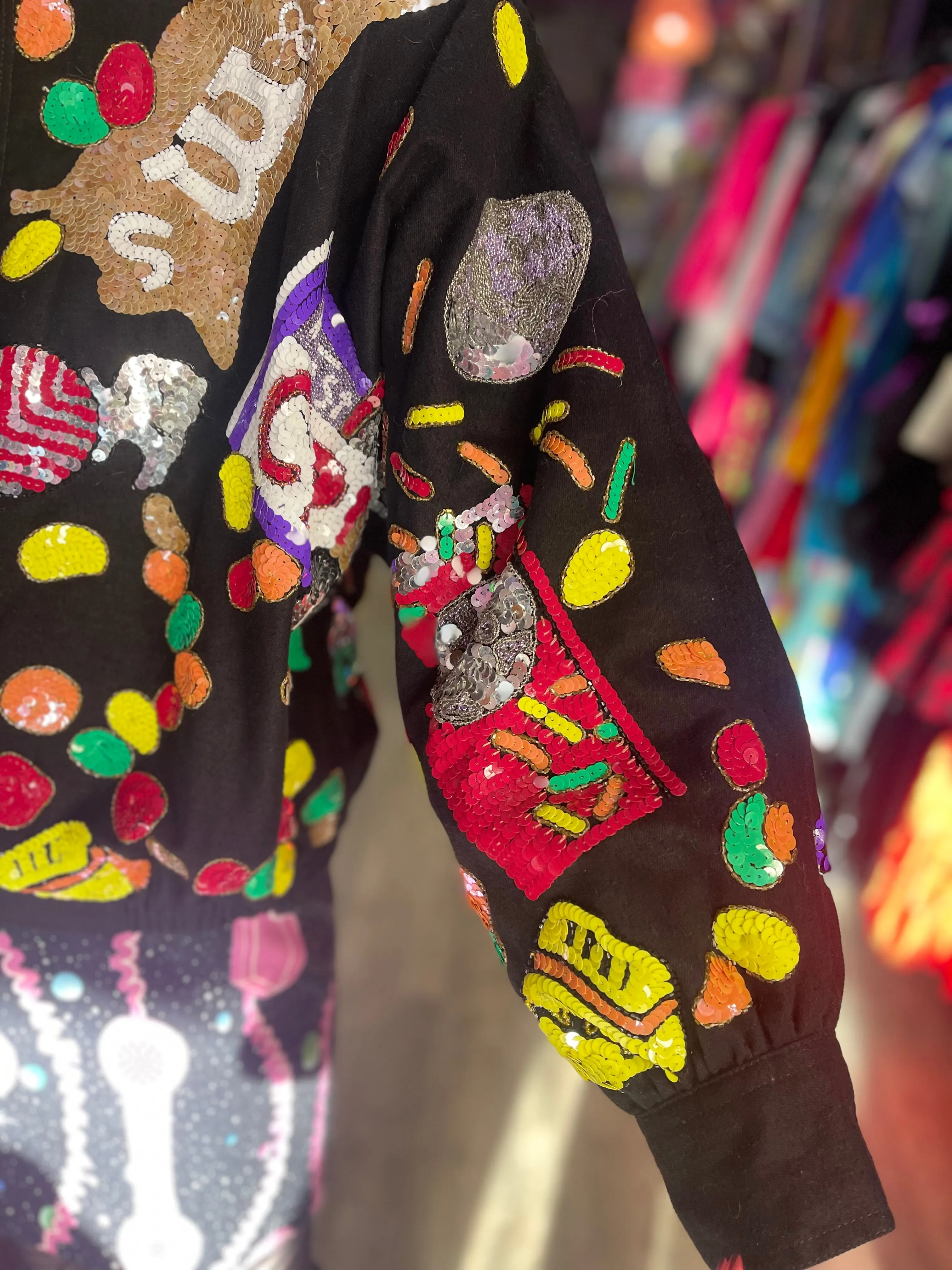 Vintage 90s Sequin Candy Bomber Jacket