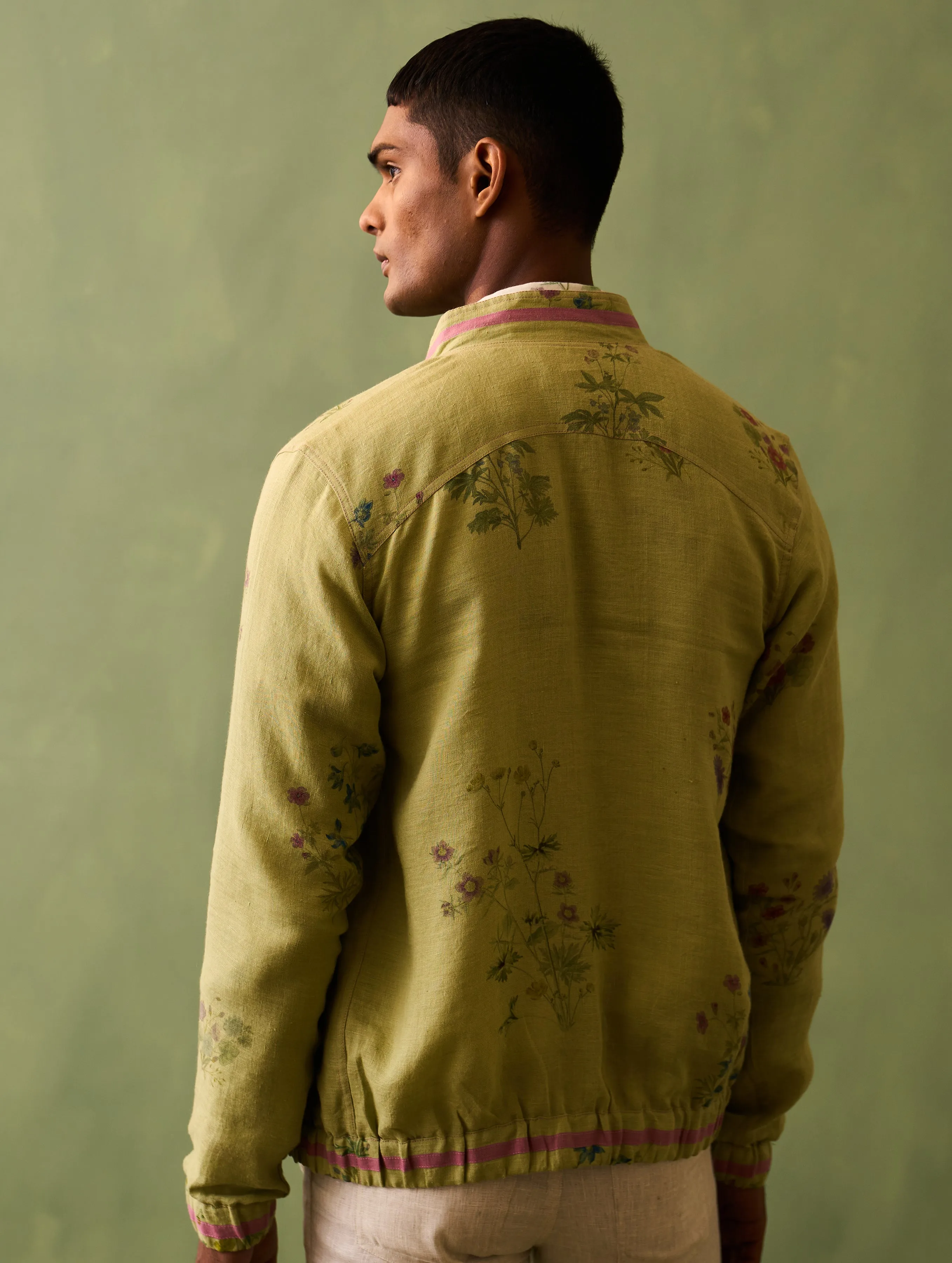 Wara Botanical Linen Jacket - Fern