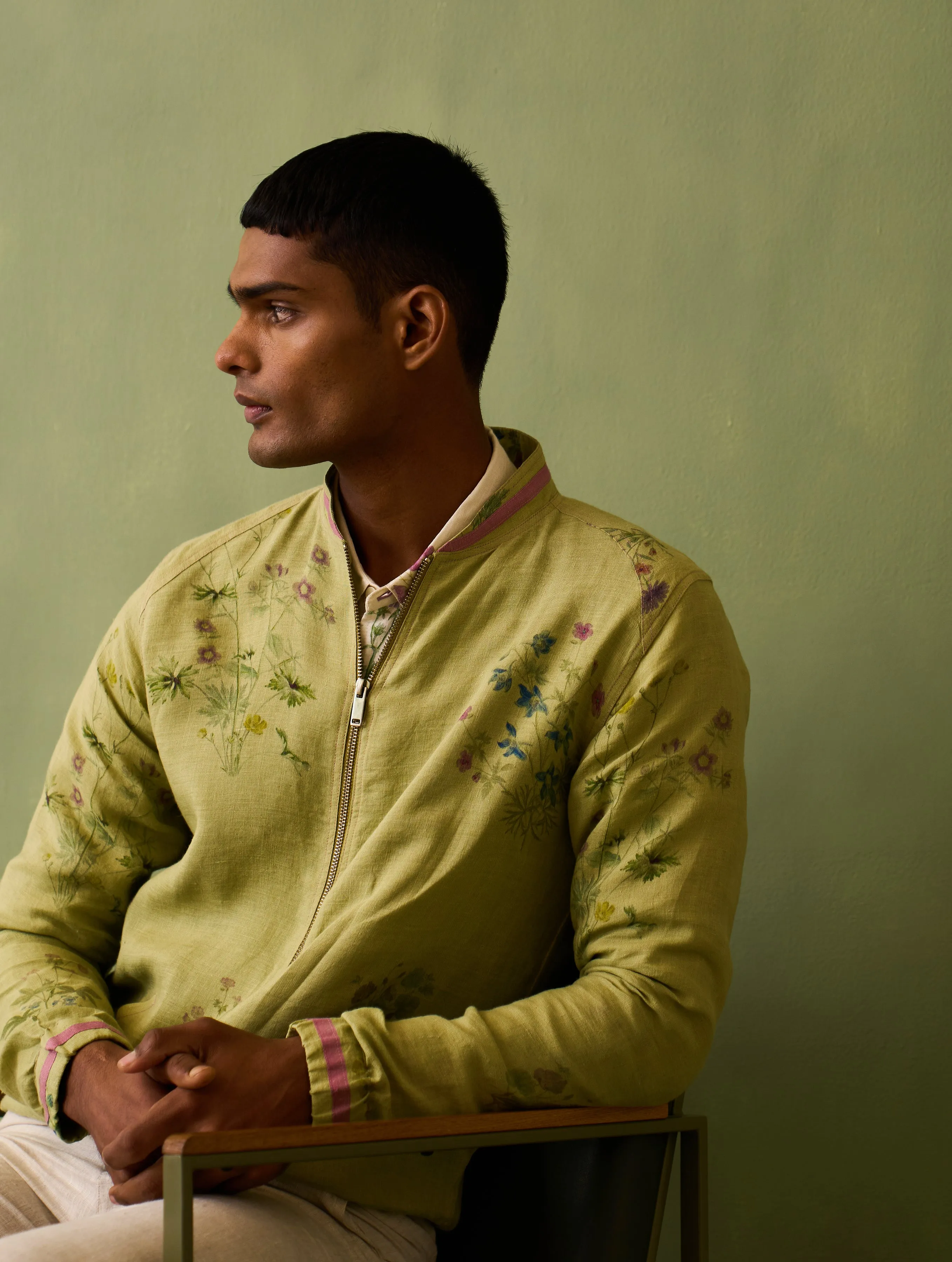 Wara Botanical Linen Jacket - Fern