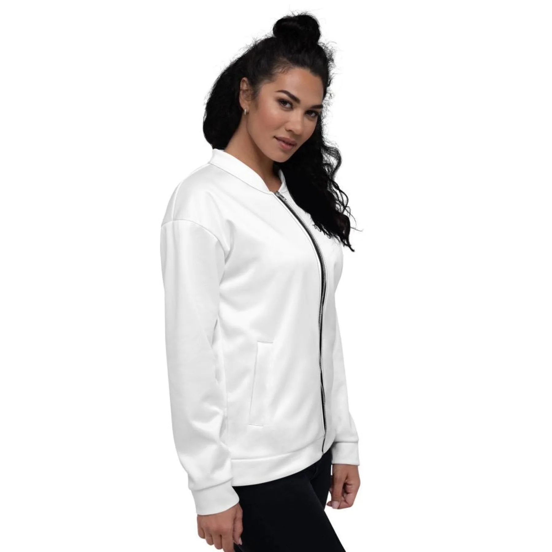 Womens Jacket - Blessed Up Graphic Text Bomber Jacket